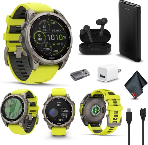 Miniatura 8 de Garmin Fenix 8 AMOLED Premium Multisport GPS Smartwatch gris pizarra con banda de silicona negra, linterna LED incorporada, paquete de reloj