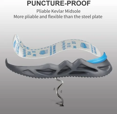 Miniatura 3 de KGJIANDA Steel Toe Shoes for Men Safety Industrial Boots Shoes Lightweight and Durable High Top Sneakers Breathable Construction Socks Shoes for