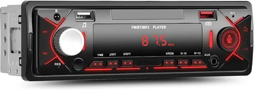 Estéreo de coche de un solo DIN con Bluetooth 5.0 manos libres Llamadas Digital Receptor estéreo para coche Radio FM Reproductor MP3 Sistema