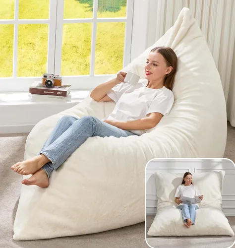 Miniatura 15 de Hobestluk Silla Puf 3 en 1, Sillas Puf Gigantes para Adultos con Cubierta de Burbujas, Cojín de Suelo Convertible con Cubierta Lavable a Máquina