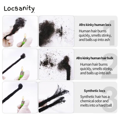 Miniatura 8 de Locsanity Afro Kinky 100% cabello humano natural a granel, cabello trenzado para rastas, reparación de rastas, extensiones de rastas, giros