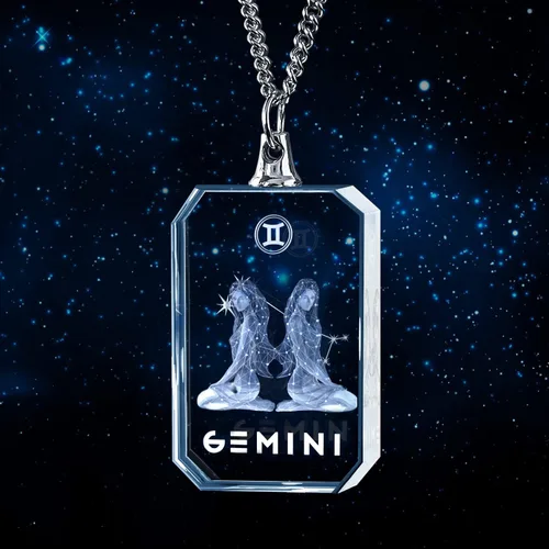 Miniatura 2 de ArtPix 3D Collar de cristal con signo del zodiaco, regalos de collares grabados con láser 3D, accesorios de collares de símbolo del zodiaco, regalos