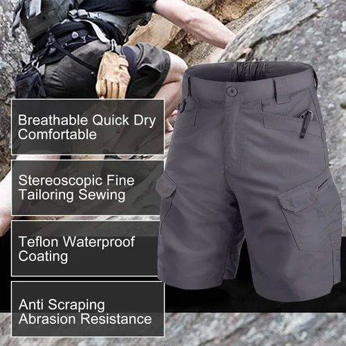 Miniatura 2 de Jessie Kidden Pantalones cortos tácticos para hombre, elásticos, para exteriores, resistentes al desgaste, rasgaduras, parada, trabajo, senderismo