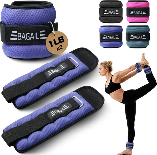 Miniatura 20 de BAGAIL Pesas de tobillo para mujeres y hombres, un par de pesas de 1/2/4/6/8/10 libras con diseño elegante y ajuste seguro para caminar, correr