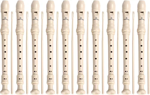 CONJURER Grabadora soprano para niños y estudiantes, 10 unidades, flauta alemana de 8 agujeros, para principiantes, con varilla de limpieza y bolsa