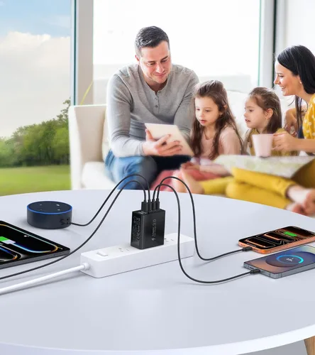Miniatura 6 de [Paquete de 2] Cargador de pared USB C, bloque de cargador tipo C de 60 W, bloques de carga rápida de 5 puertos, enchufe multipuerto 3USB C+2USB A