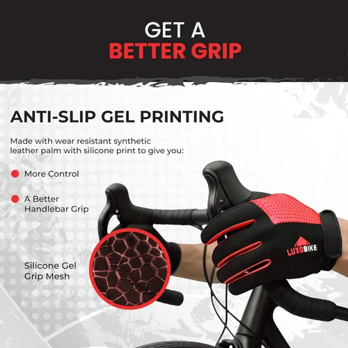 Miniatura 6 de Guantes de bicicleta para hombres y mujeres con almohadilla antideslizante que absorbe los golpes, guantes de ciclismo ligeros para dedos completos