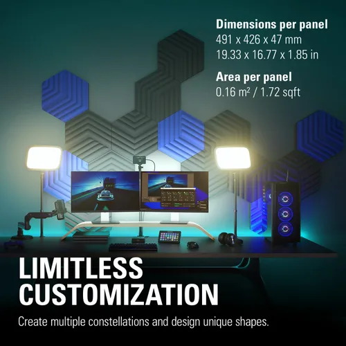 Miniatura 7 de Elgato Wave Panels Starter Set (azul) - 6 paneles de tratamiento acústico, espuma de doble densidad, marcos EasyClick patentados, diseño modular