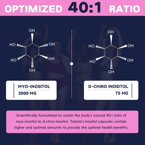Miniatura 5 de Totaria Cápsulas de Suplemento de Myo-Inositol y D-Chiro Inositol 3075mg, Plus Multivitamina Vitamina D3, Folato, Relación Ideal 40:1 - Equilibrio