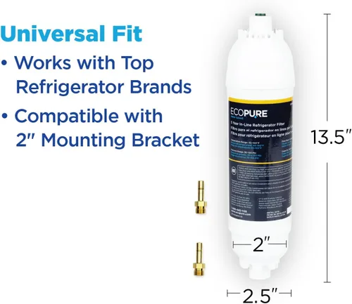 Miniatura 7 de EcoPure EPINL30 - Filtro de agua para refrigerador en línea de 5 años, ajuste universal para la mayoría de refrigeradores, máquinas de hielo