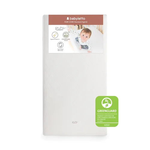 Miniatura 7 de Babyletto Colchón Pure Core para cuna, funda impermeable acolchada híbrida, 2 etapas, certificado Greenguard Gold