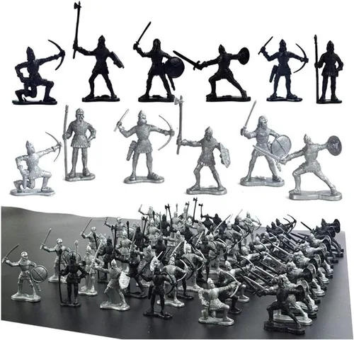 60 piezas figuras de soldados medievales modelo de soldados del ejército romano antiguo estatuas soldados de la edad media infantería arquero