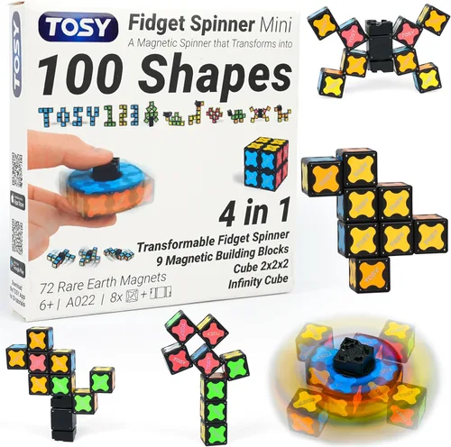 Miniatura 15 de TOSY Spinner Fidget Magnético que Brilla - 16 Bloques, Juguete 3 en 1: Spinner Fidget Transformable, Cubo Infinito/Rompecabezas, Brillante, Rellenos