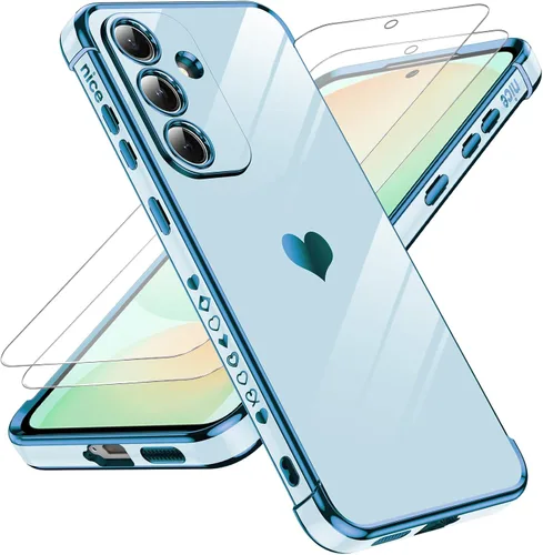 Miniatura 119 de LeYi for Moto G 5G 2025 Case: with Tempered Glass Screen Protector [2 Pcs]+ Full Camera Lens Protection,Love Heart Plating Cute Luxury Soft TPU