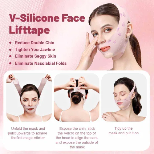 Miniatura 5 de Correa de elevación facial en V, correa de barbilla para dormir, reductor de barbilla doble para mujeres, eliminador de escultor de línea