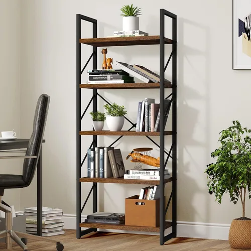 Miniatura 4 de YITAHOME Estantería de 5 niveles, estantería moderna Artsy, estante para libros, estantes de almacenamiento, organizador de libros y películas