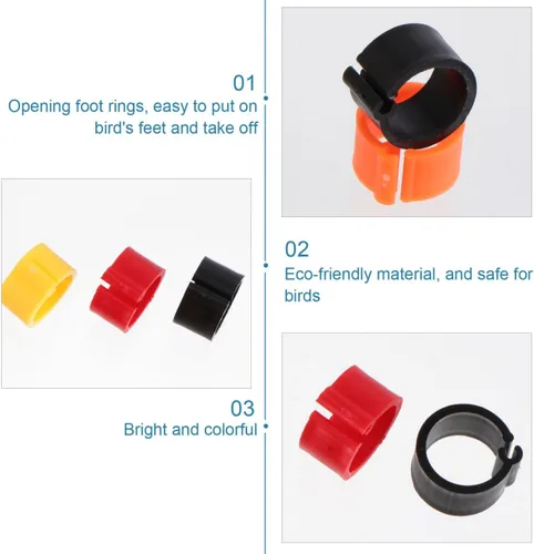 Miniatura 3 de Balacoo 100 bandas coloridas para patas de paloma, anillos de identificación de plástico para pájaros, anillo de pie de pájaro con broche abierto