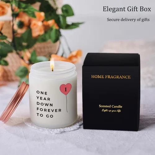 Miniatura 5 de Un año, 1º, 1 año, regalo de vela de primer aniversario para él, su pareja, el mejor regalo romántico de aniversario de papel para novia, novio