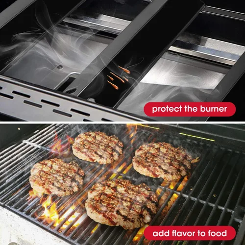 Miniatura 5 de Unicook Cubiertas para quemadores de parrilla de 15 pulgadas de largo x 3.8 pulgadas de ancho, compatibles con Dyna-Glo DGF510SSP, DGF493BNP, placas