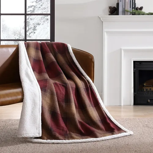 Miniatura 3 de Eddie Bauer - Manta, ropa de cama reversible de sherpa súper suave y forro polar cepillado, mantas ideales para sofá, diseño de hogar a cuadros