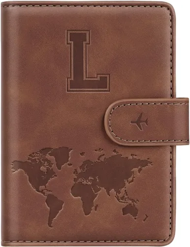 Miniatura 22 de Funda para Pasaporte Personalizada con Letra de la A a la Z, Billetera de Viaje con Bloqueo RFID, Funda para Pasaporte, Estuche para Pasaporte