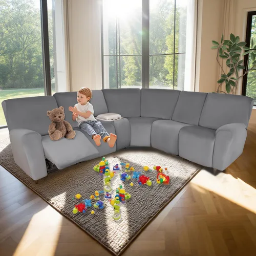 Miniatura 2 de HDCAXKJ Fundas para sofá modular reclinable, de terciopelo en forma de L, lavable, elástica, suave, con parte inferior elástica antideslizante