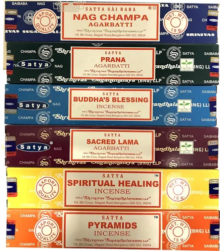 Nag Champa - Paquete de varillas de incienso – Fragancias variadas – Enrollado a mano y no tóxico – Perfecto para meditación y relajación – Paquete