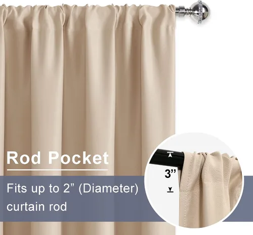 Miniatura 5 de JIUZHEN Cortinas opacas para dormitorio, con aislamiento térmico y bolsillo para barra, cortinas para sala de estar, juego de 2 paneles de 38 x 45