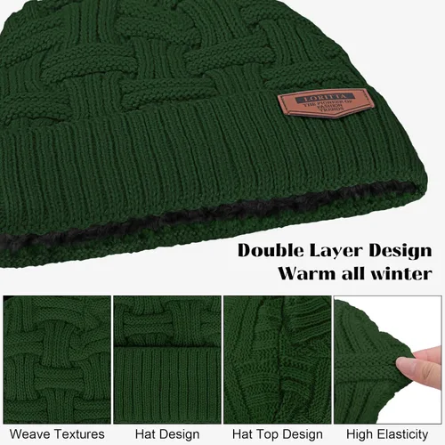 Miniatura 76 de Loritta Gorro de invierno cálido de punto grueso y holgado para hombre