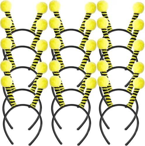 15 diademas de tentáculo de abeja para fiestas, para niñas, decoración de abejas Amarillo