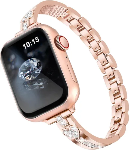 Miniatura 12 de VISOOM Bracelet Compatible for Series 11/10/9/8/se Apple Watch Band 46/45/44/42/41/40/38mm Series 7/SE Women Dressy Luxury Wristband Jewelry Metal
