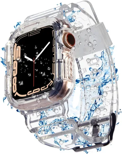 Miniatura 15 de Funda con correa compatible con Apple Watch de 1.57, 1.57, 1.57, 1.61, 1.65, 1.73 y 1.73 pulgadas; correa de silicona de TPU suave con funda