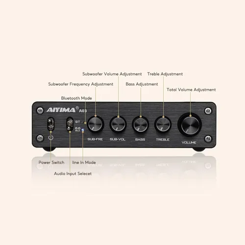 Miniatura 2 de AIYIMA A03 2.1 Canal Clase D Amplificador 50W+50W+100W TPA3116 Subwoofer Bluetooth Amp HiFi Amplificador de Potencia con Adaptador de Corriente