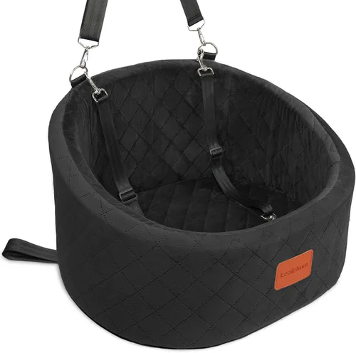 Miniatura 14 de Lealchum Asiento de automóvil para perros pequeños de hasta 30 libras, relleno de tela ultra suave en espuma viscoelástica cómoda, paseo feliz
