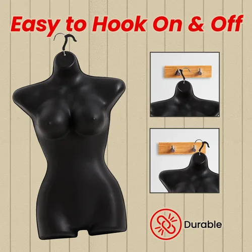 Miniatura 3 de Topmaster Soporte para traje de baño femenino, torso de maniquí femenino duradero, ligero y portátil, soporte para camisa de medio cuerpo con gancho