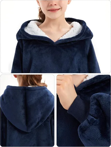 Miniatura 2 de KFUBUO Manta portátil con capucha de sherpa para niños, todos los patrones, sudadera de gran tamaño con bolsillo, regalos de cumpleaños para niñas