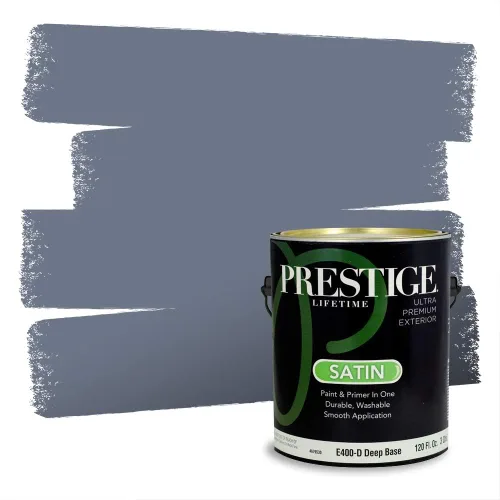 Miniatura 1664 de Pintura Exterior + imprimación PRESTIGE, todo-en-uno, 1 galón, acabado mate, color comparable al Valspar* Royal Gray* VS151-Gris real