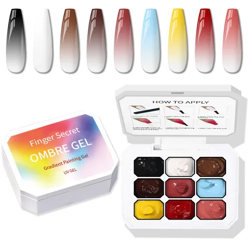Sponge Pat Paint - Gel para uñas, 9 colores de uñas ombré degradadas, gel para uñas degradado, rubor floreciente para uñas aura, removedor para