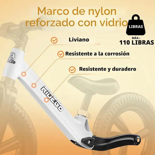 Miniatura 3 de Ridego Bicicleta de equilibrio de 14 pulgadas para niños de 3 a 6 años, bicicleta ligera para niños con asiento ajustable, bicicleta de empuje
