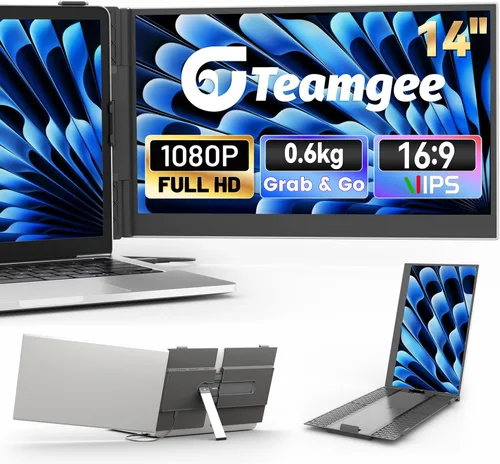 Miniatura 9 de Teamgee Extensor de pantalla para laptop de 14 pulgadas, monitor portátil S1 Dual FHD IPS para portátiles de 13 a 17 pulgadas, USB-C/HDMI Plug &