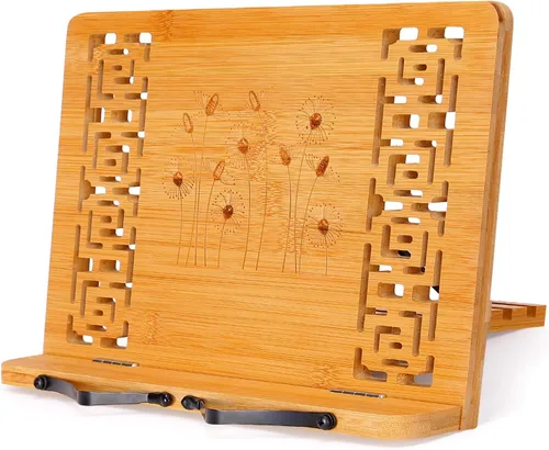 Miniatura 16 de MEGREZ Soporte de libro para lectura (13.2 x 9.4 pulgadas) Soporte de bambú para libros de cocina para cocina, soporte ajustable