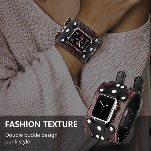 Miniatura 2 de VIQIV Correas de cuero compatibles con Apple Watch 38/40/41/42/44/45/1.929 in Series 9 8 7 6 5 4 SE Ultra Band para mujeres y hombres, correas