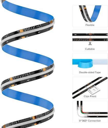 Miniatura 6 de WS2811 COB Smart IC RGB LED Tira de 16.4 pies, 24 V, flexible de alta densidad, uniforme, persecución de color, luz direccionable, 720LED/m, 0.472