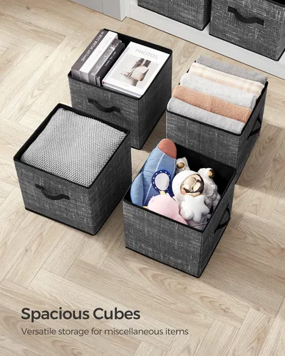 Miniatura 9 de SONGMICS Cubos de almacenamiento y organizador grande de almacenamiento de 6 cubos, contenedores de tela no tejida de 13 pulgadas con asas dobles
