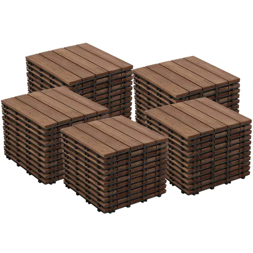 Yaheetech 55 azulejos de terraza de patio entrelazados de madera compuesta de madera para cubierta de pisos de madera de 12 x 12 pulgadas, madera de