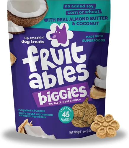 Fruitables Biggies Galletas para Perros, Golosinas de Calabaza para Perros, Galletas Saludables para Perros, Golosinas Crujientes, Sin Trigo, Maíz o