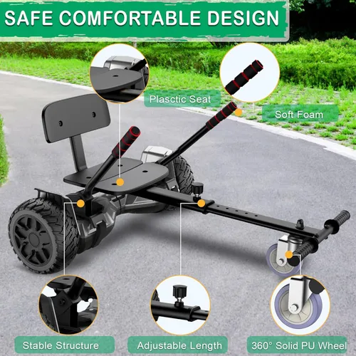 Miniatura 3 de CBD Accesorio de asiento para aeropatineta, accesorio de Go Kart para niños y adultos, traje ajustable de 6.5 pulgadas, 8 pulgadas/10 pulgadas