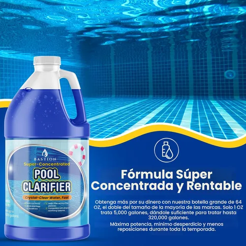 Miniatura 4 de Clarificador de piscina y floculante de agua – Floc súper concentrado para piscinas nubladas sobre el suelo y enterradas – 64 oz – Compatible