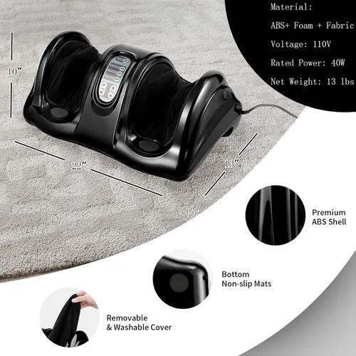 Miniatura 5 de WELLHUT Máquina masajeadora de pies Shiatsu, masajeador de pies y pantorrillas para tobillo, brazo de pierna de pantorrilla, rodillo de amasado Negro