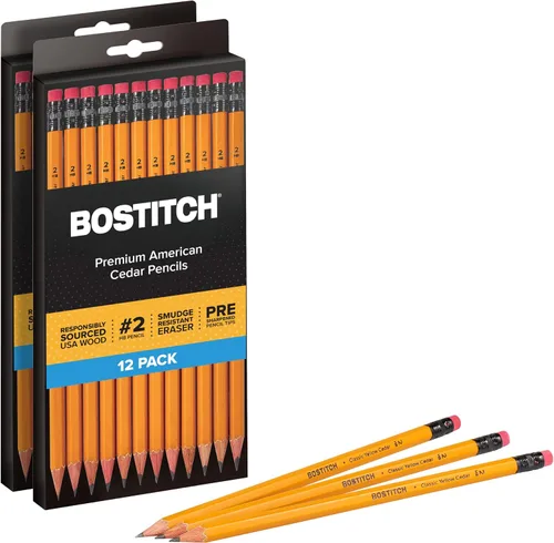 Miniatura 9 de Bostitch Office Premium #2 Lápices de madera de cedro americano, preafilados, grafito HB, paquete de 12